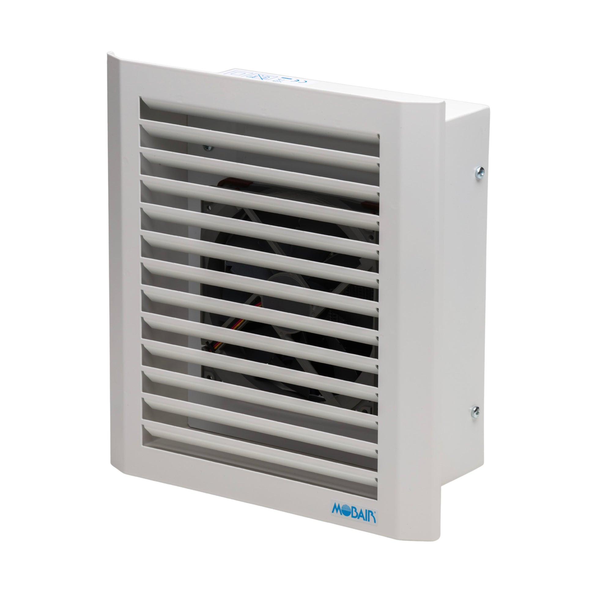 Angle view of the Mobair M fresh air valve in white.