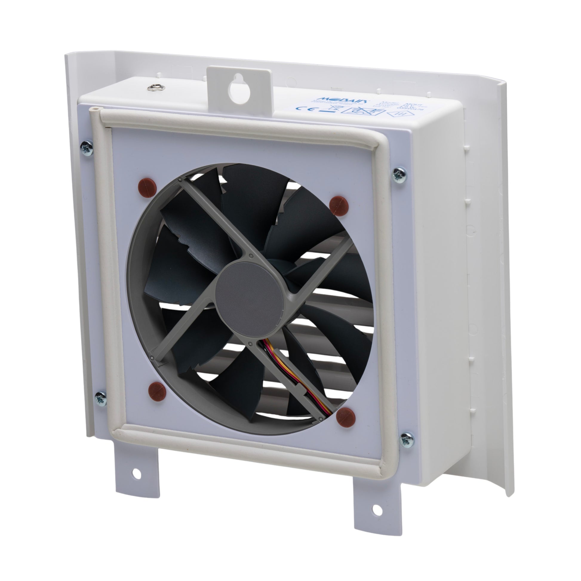 Back view of the Mobair Out exhaust fan in white.