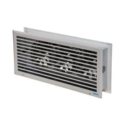 Front angle view of the Mobair Room 2 Room heat transfer fan in white.